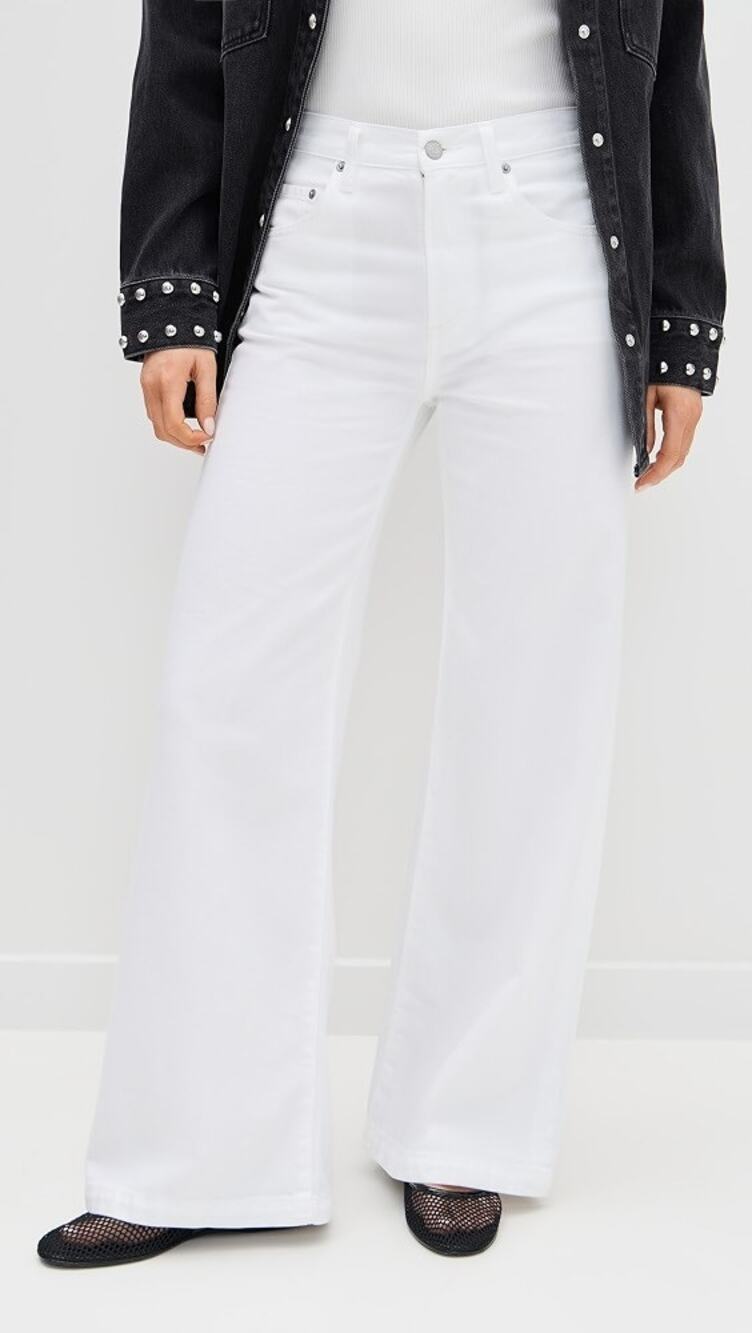We The Free People Women's 28 White The Stride High Rise Wide Leg Jeans I1-1
